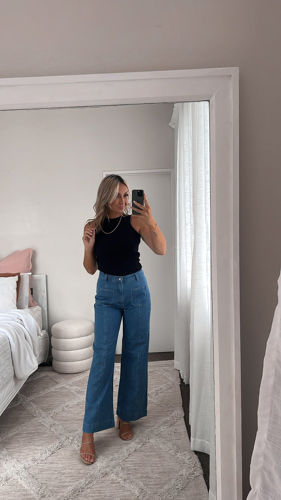 Shine On Label Lachlan Wide Leg Patch Pocket Jeans Indigo