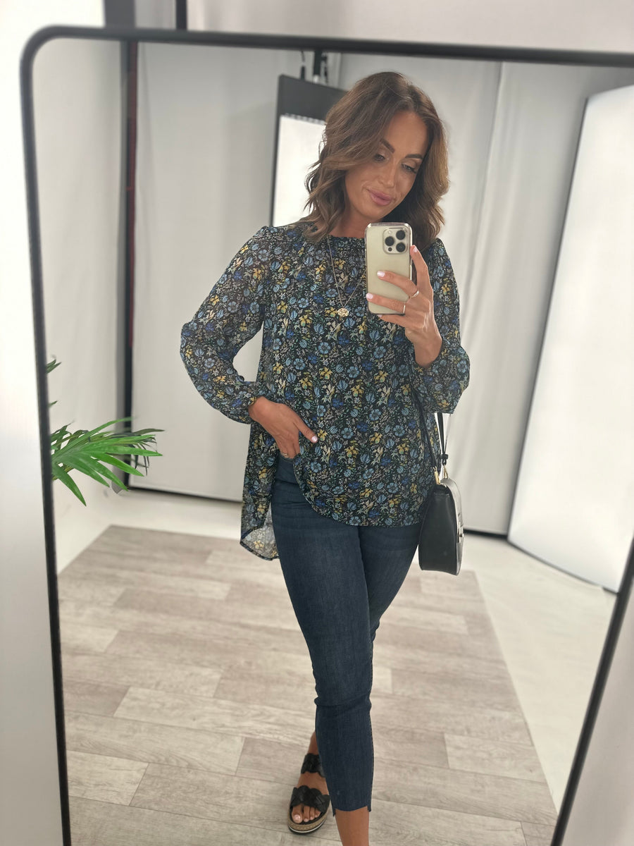 Gloss by Shine On Carolina Shirred Neck Top Floral