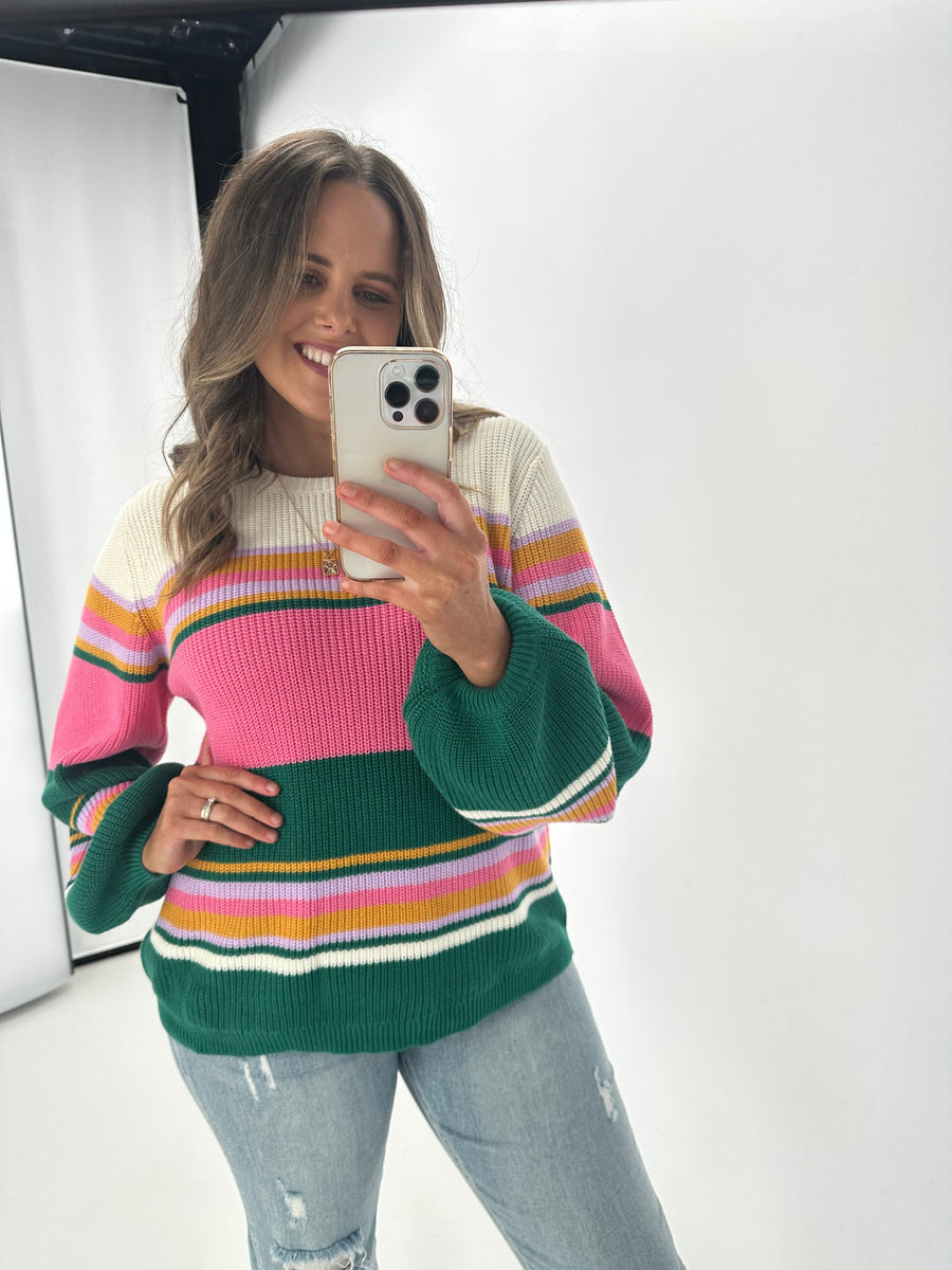 Sugarhill Brighton Marina Jumper Irregular Stripes Multi