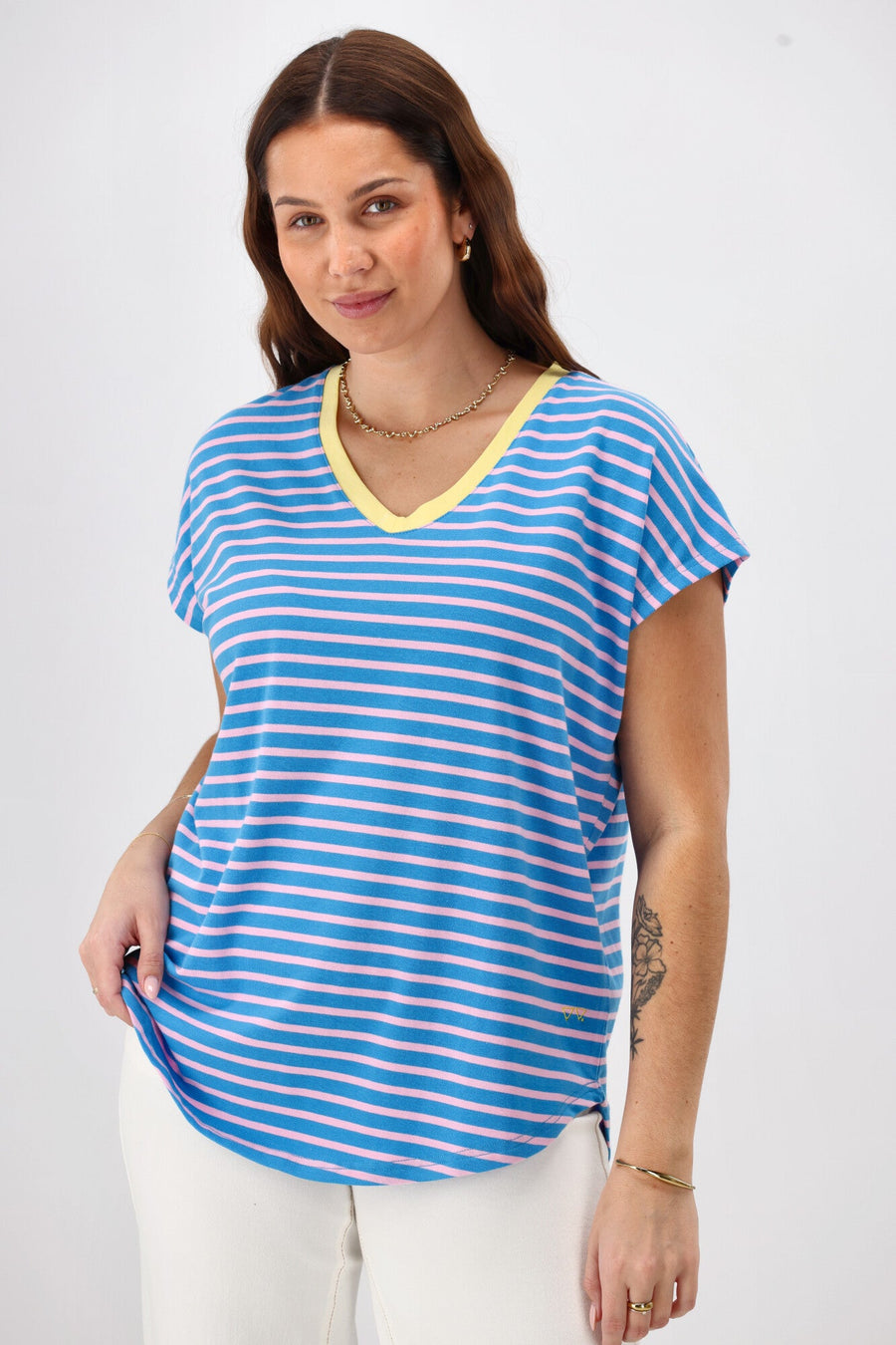 Rebel Club Be Bold Stripe Tee Blue