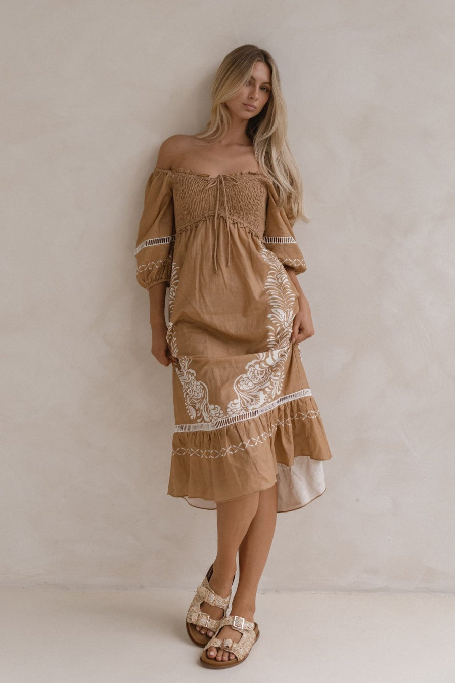 Sass Brandy Dress Chai Print