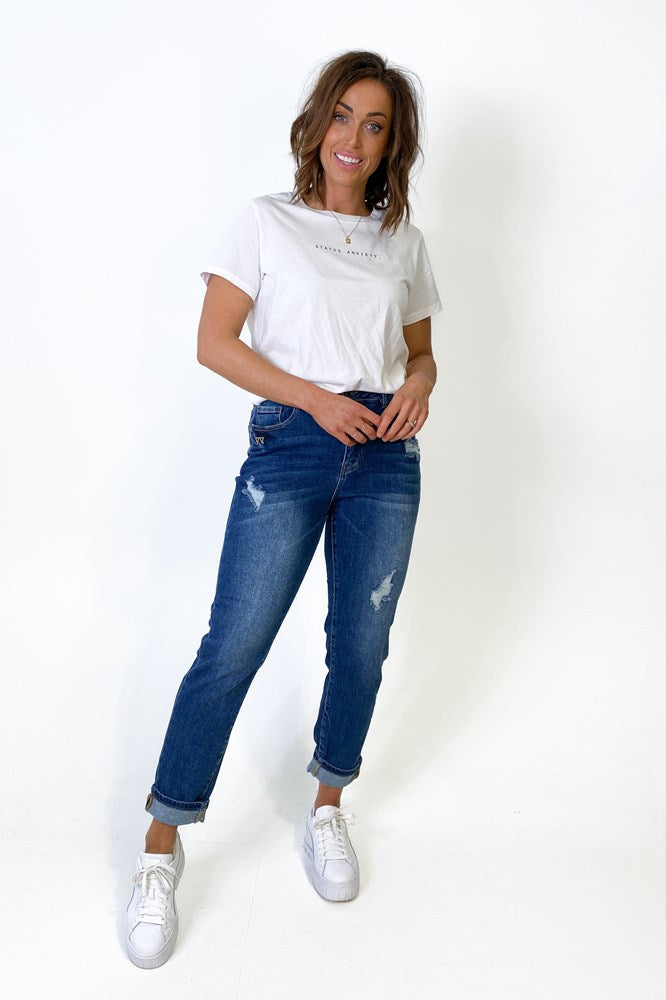 Shine On Label Kaiko Slim Leg Turn Up Cuff Jean Indigo