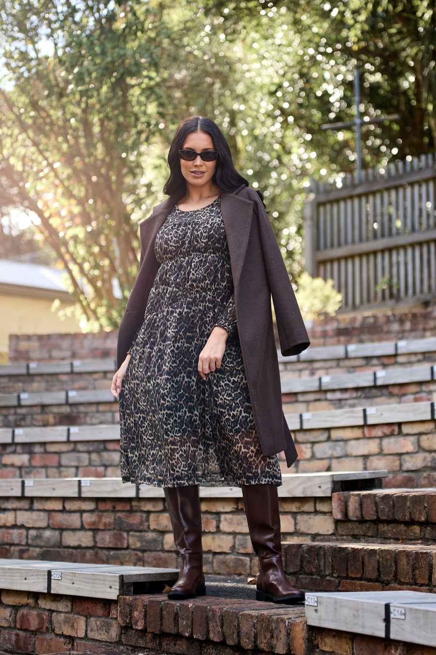 Shine On Label Caitlin Animal Print Mesh Dress