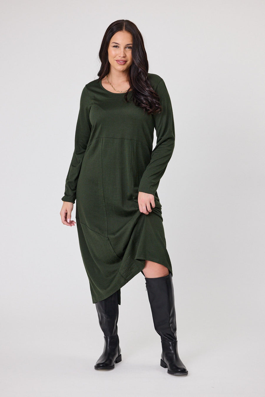 Alpine by Shine On Riviera Merino Cocoon Dress Olive
