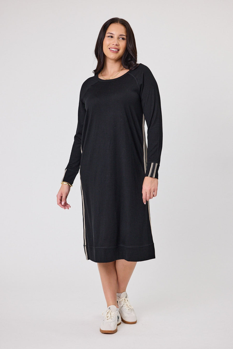 Alpine by Shine On Neve Stripe Detail Merino Dress Black