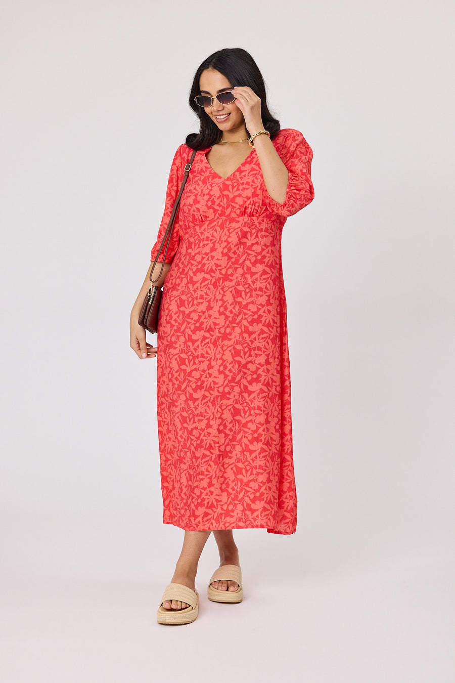 Shine On Label Jenny Maxi Dress Coral Floral