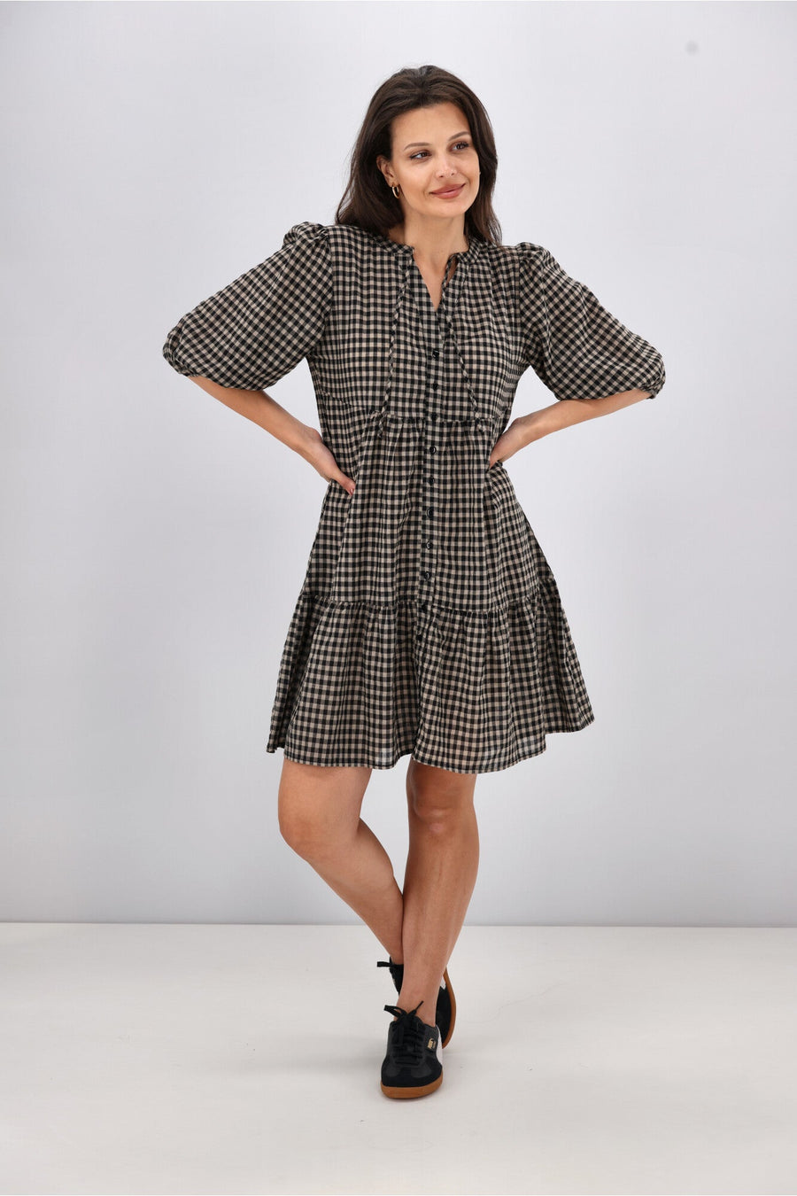 Shine On Label Eve Mini Dress Black Check