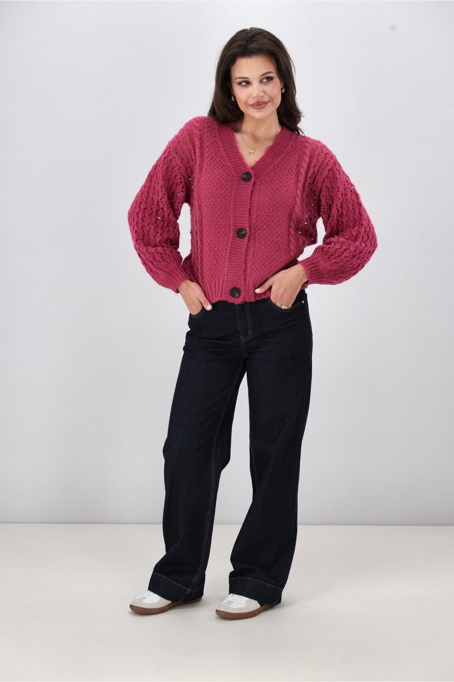 Shine On Label Minna Pointelle Cardigan Pink