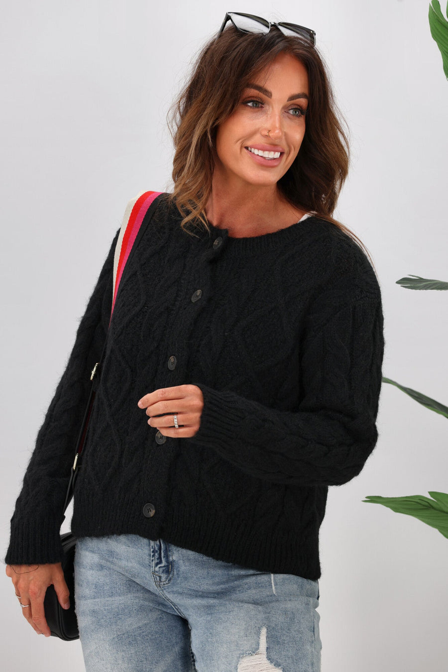 Shine On Label Wren Cable Cardigan Black