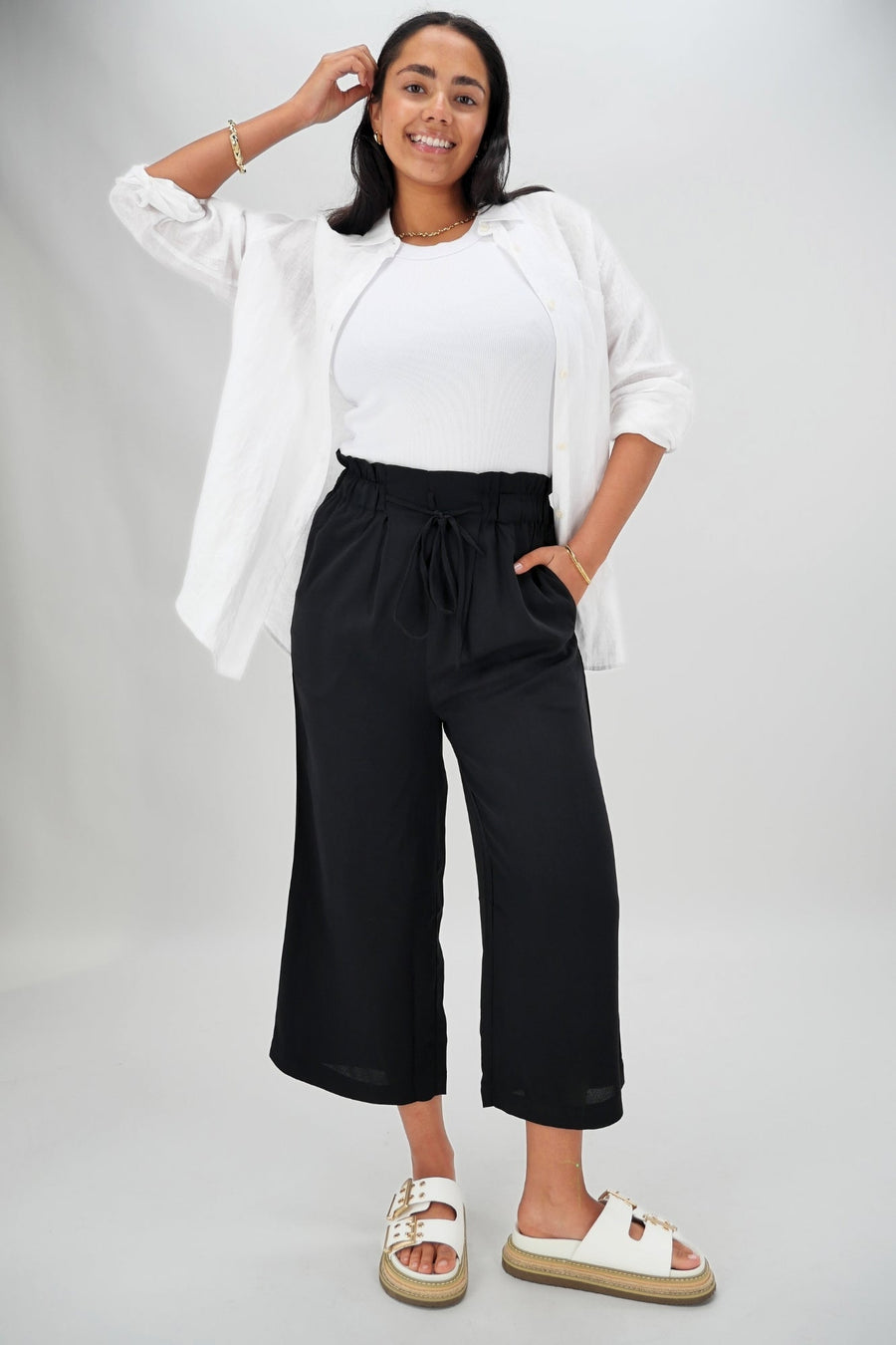 Shine On Label Kara Tie Front Culotte Black
