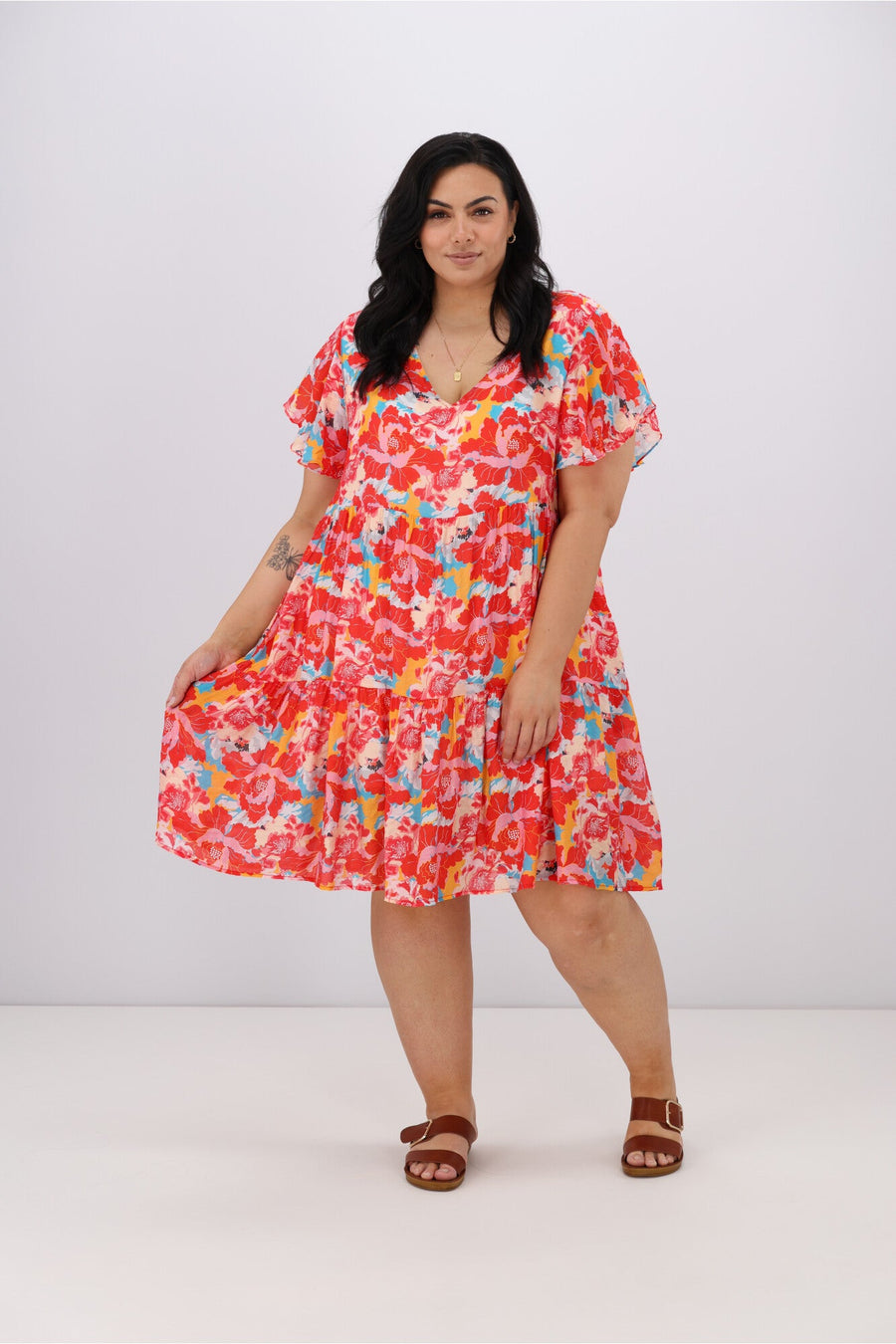 Sunday Boho Siren Dress Red Floral