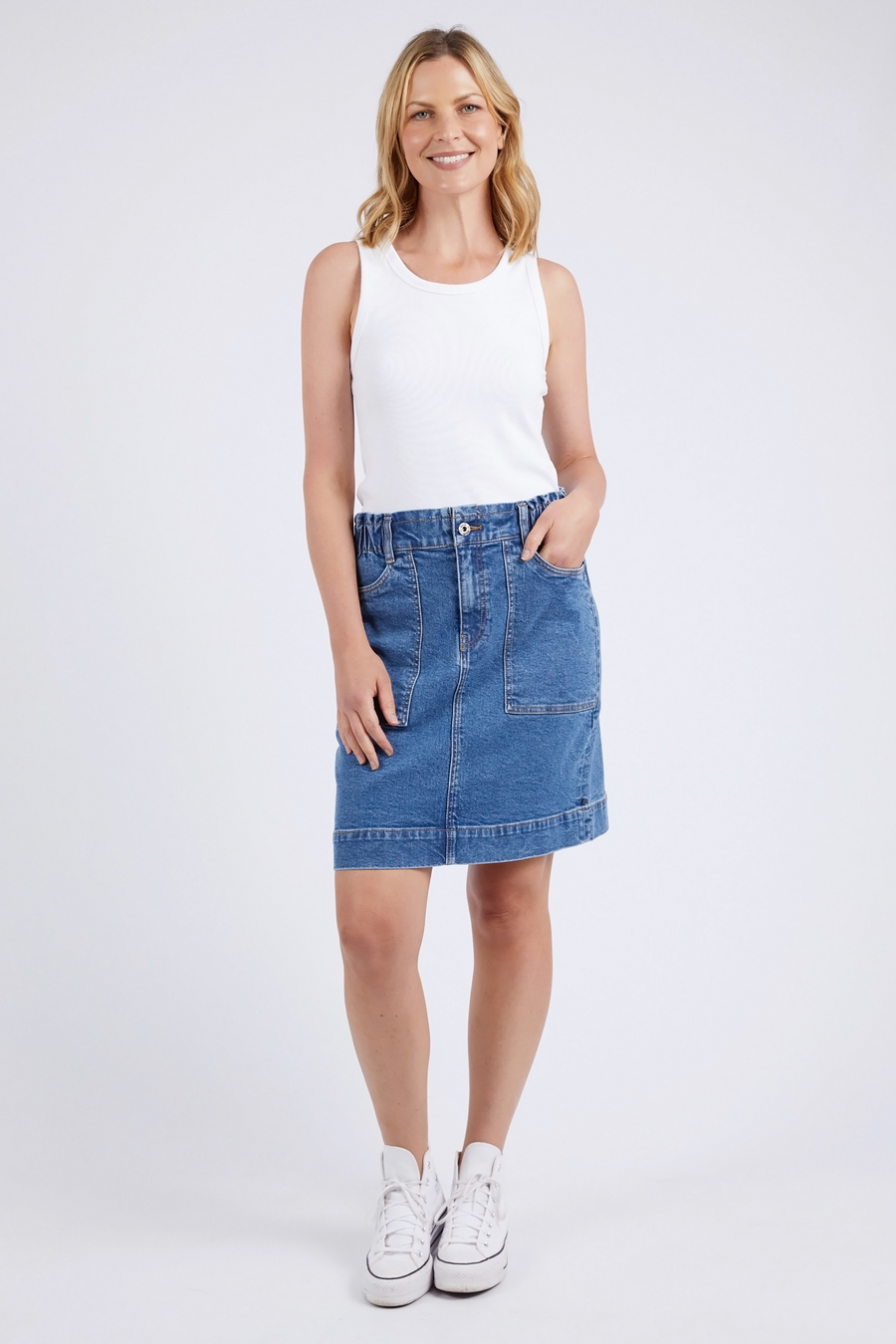 Elm Atlas Denim Skirt Dark Blue Wash