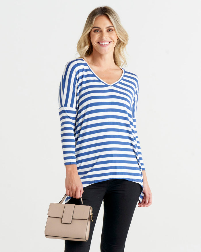 Betty Basics Geneva Tee Navy White Stripe