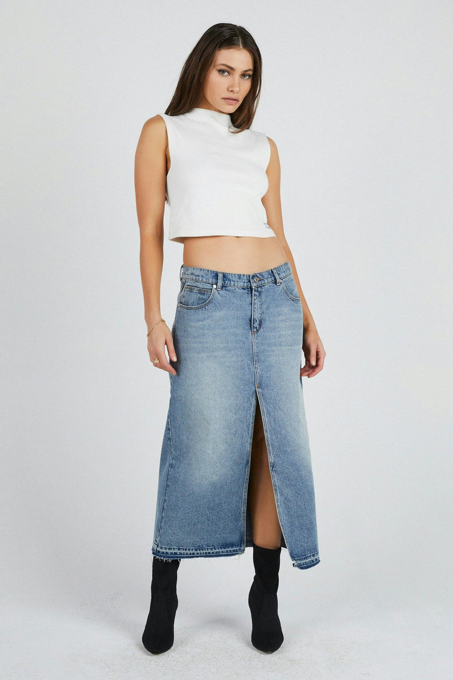 Abrand 99 Maxi Skirt Lula Mid Vintage Blue