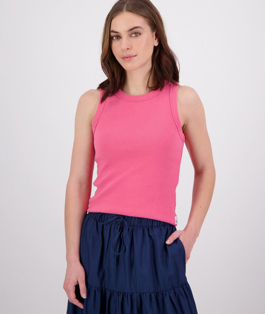 Swanndri Daisy Ribbed Singlet Raspberry