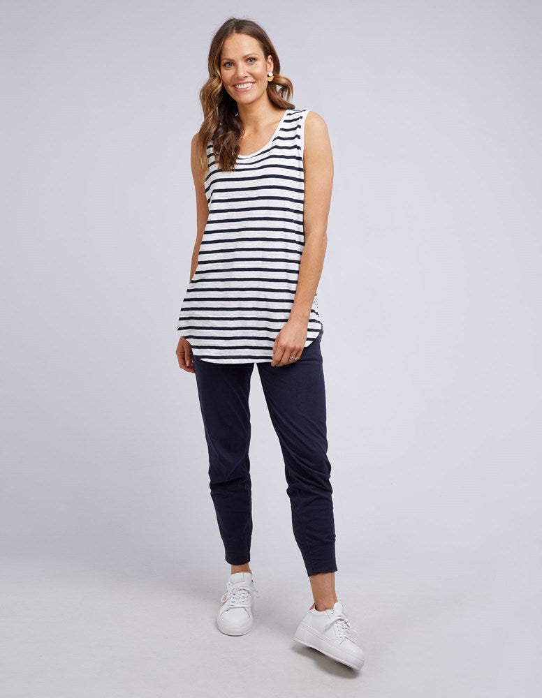 Elm Scoop Tank White & Navy Stripe