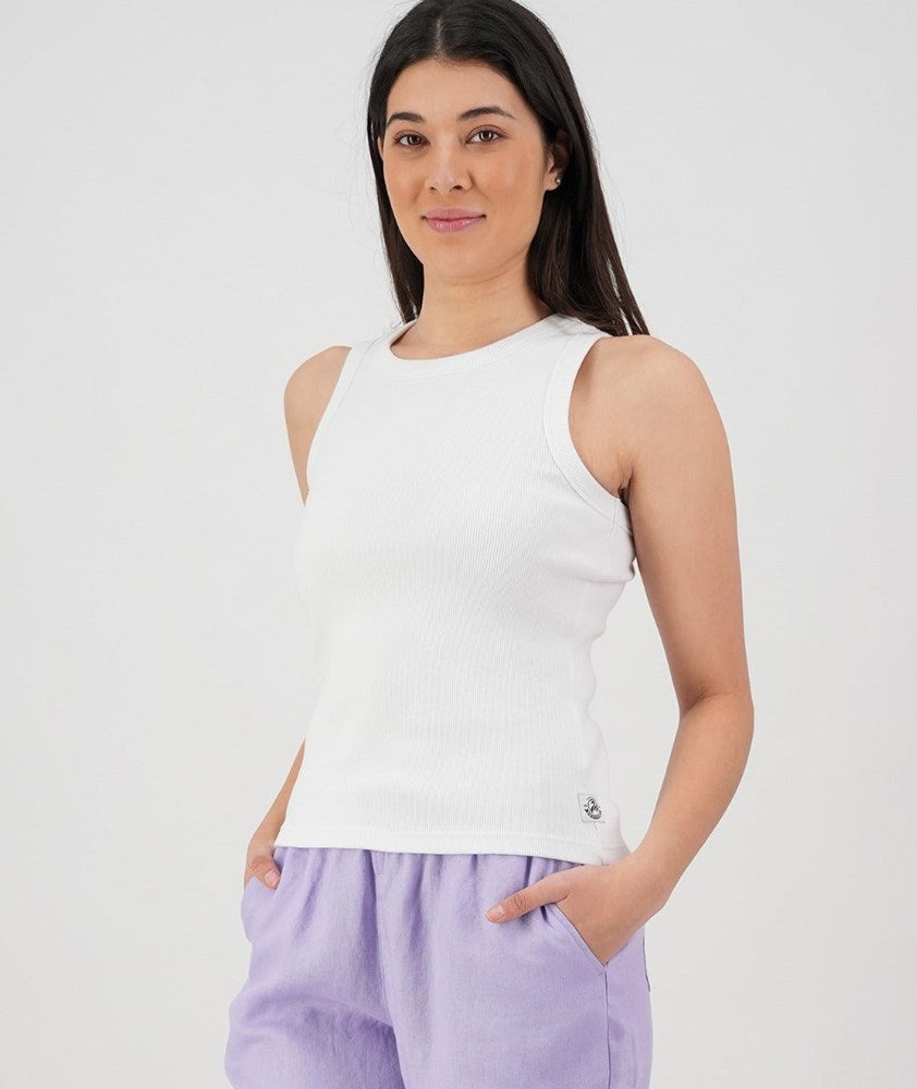 Swanndri Daisy Ribbed Singlet White