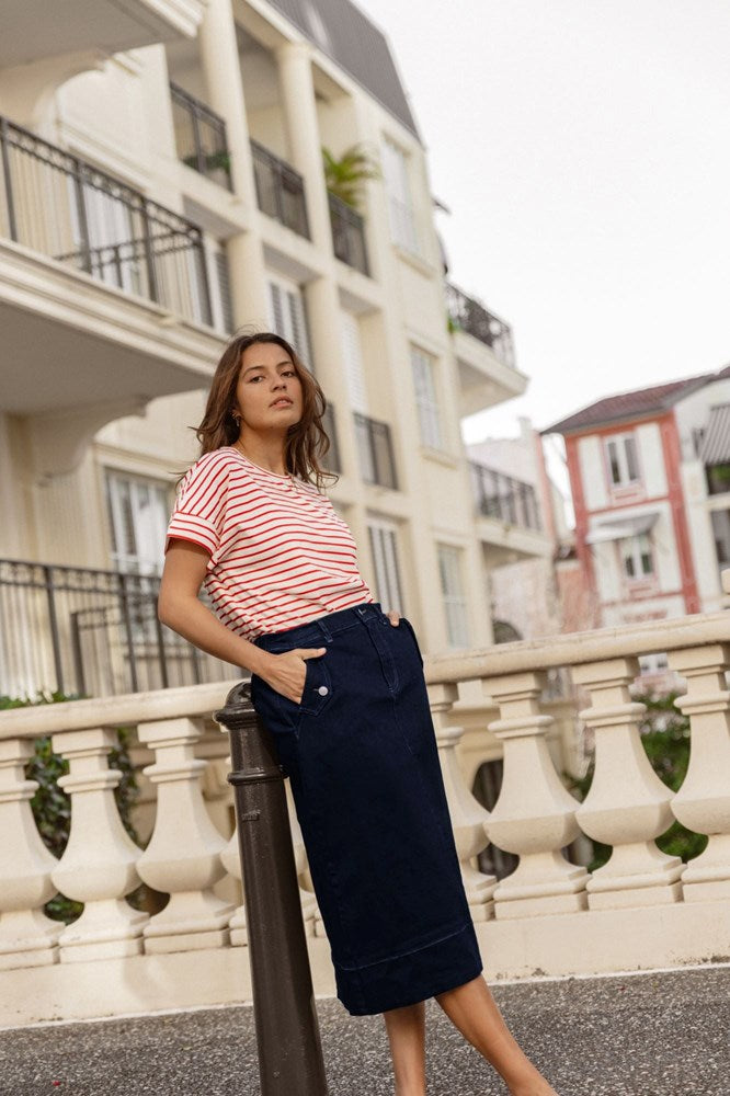 Betty Basics Astra Denim Skirt Ink