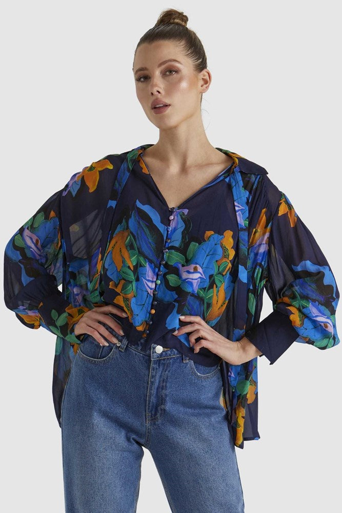 Fate Twilight Blouse Navy Floral