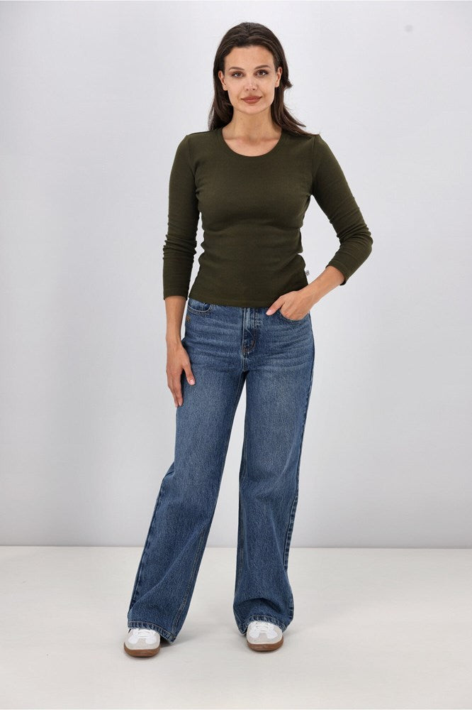 Shine On Essentials Rib Long Sleeve Olive