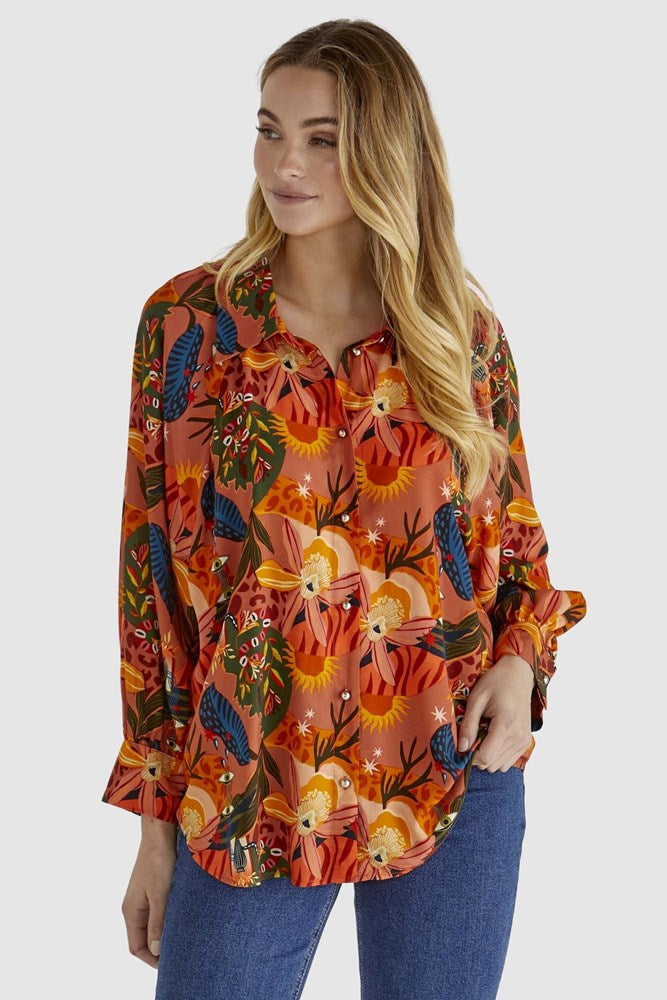 Sass Zelda Top Desert Print