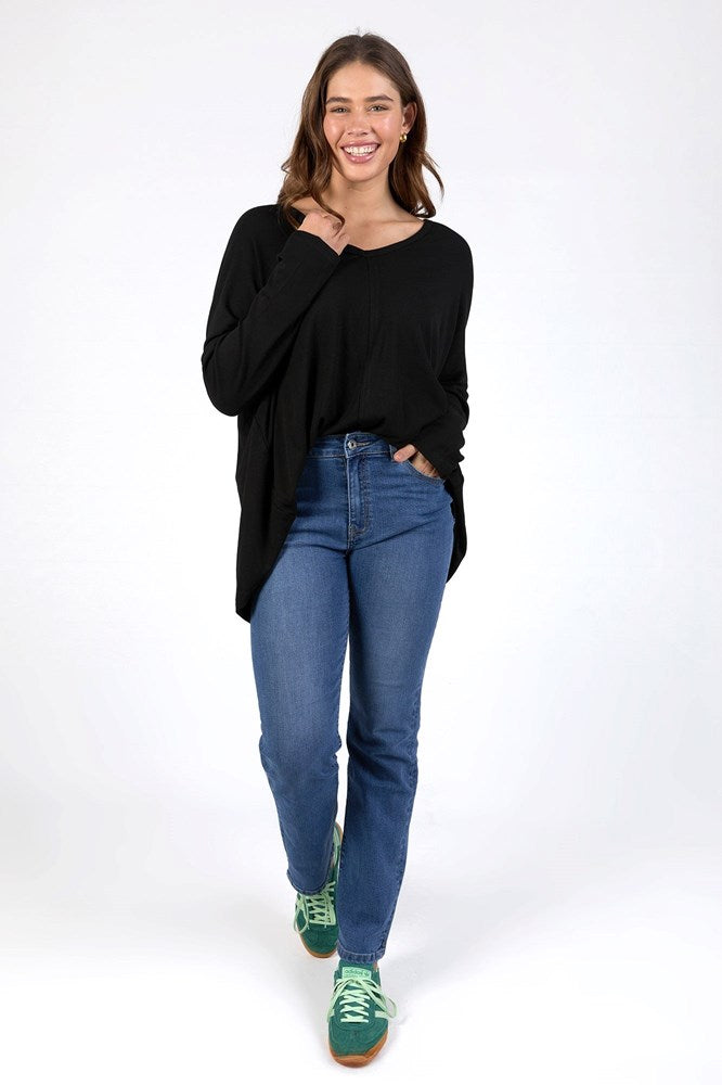 Elm Sailor Rib LS Tee Black