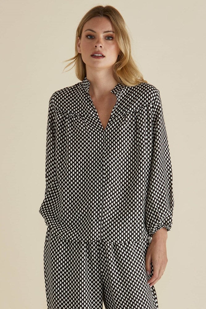 Betty Basics Apollo Blouse Chocolate Print