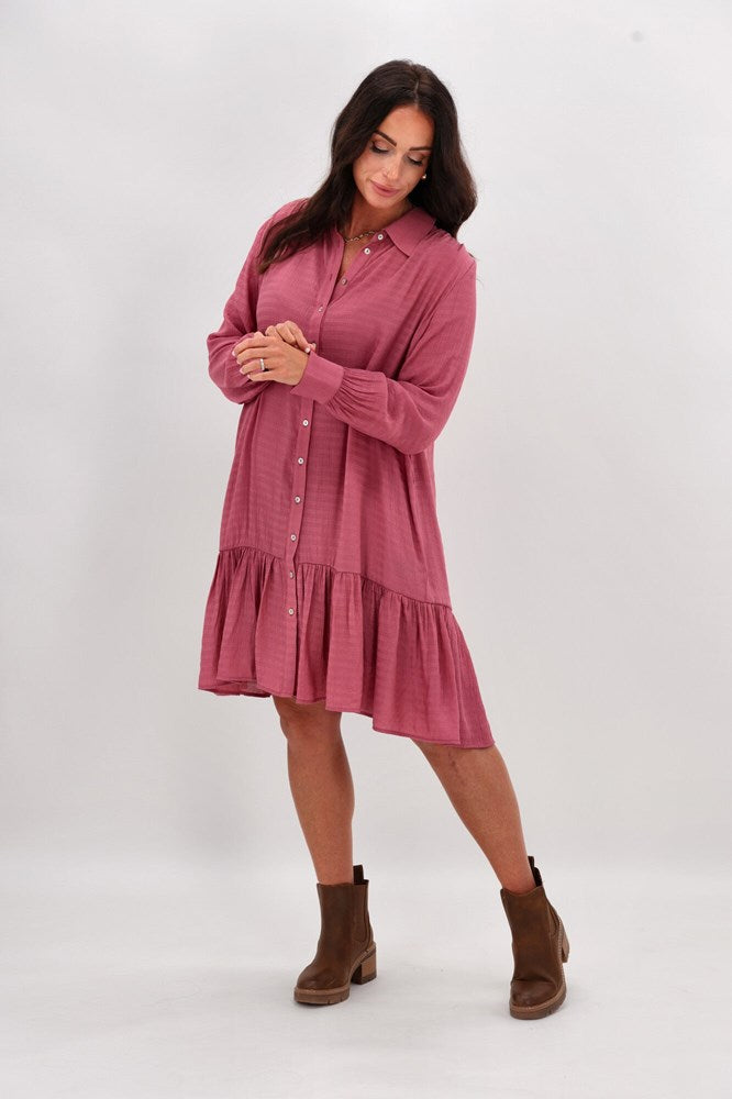 Shine On Label Waylon Hem Tier Print Dress Pink