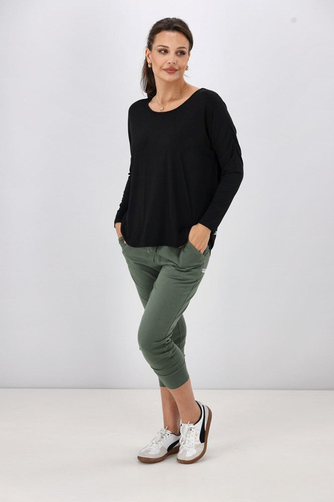 Shine On Essentials Long Sleeve Comfort Tee Black