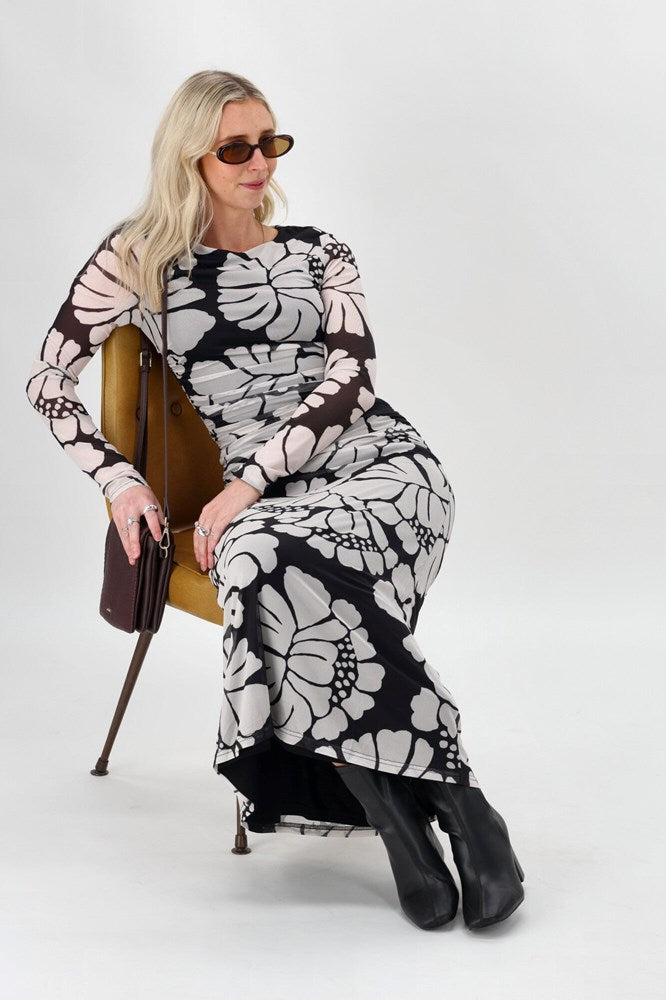 Minkpink Persephone Mesh Maxi Dress Black - Floral