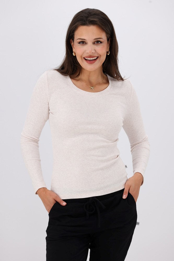 Shine On Essential Rib Long Sleeve Oat