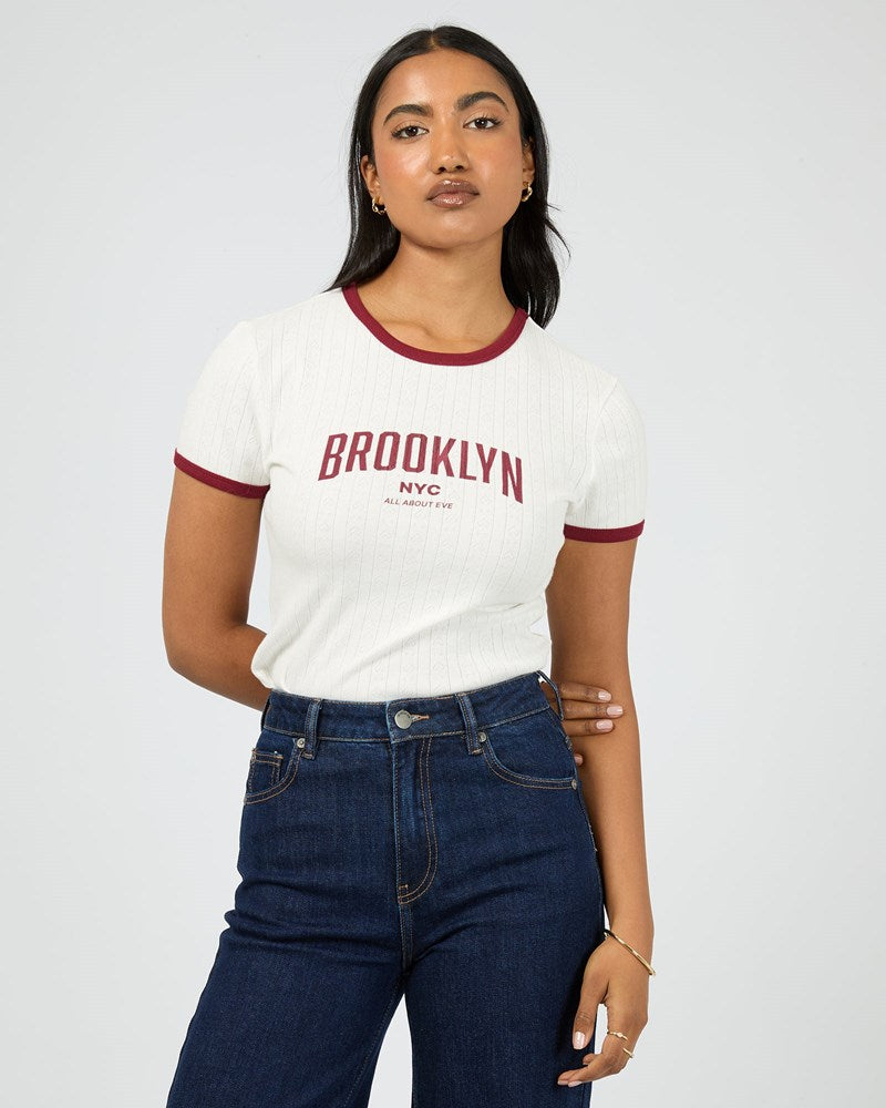 All About Eve Brooklyn Baby Tee Vintage White