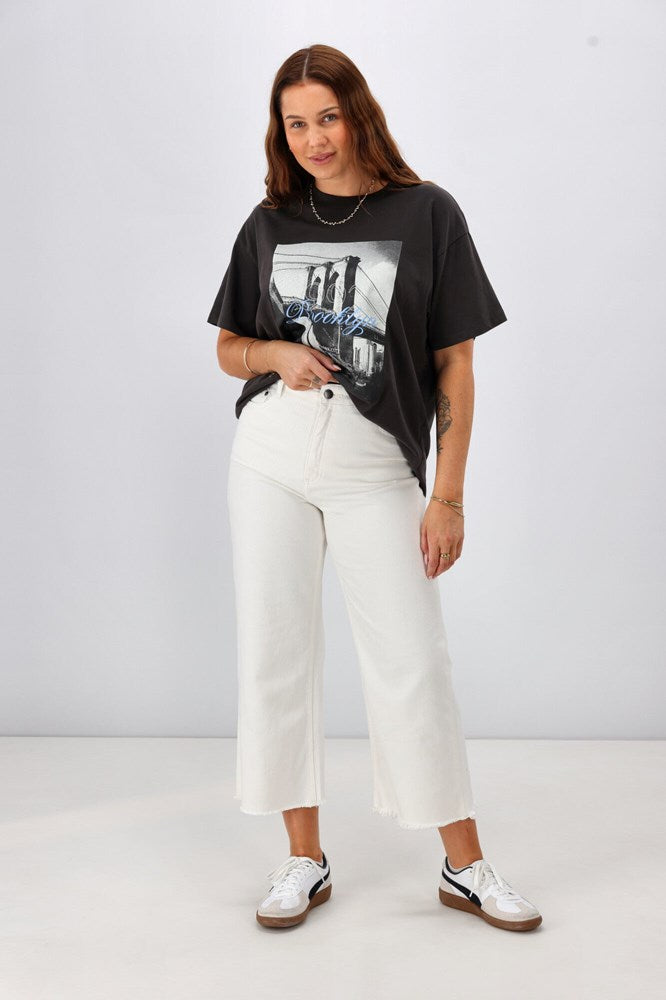 All About Eve Charlie High Rise Wide Leg Jean Vintage White