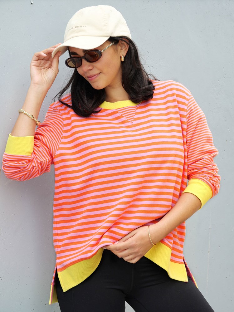 Rebel Club Maddie Striped Crew Peach