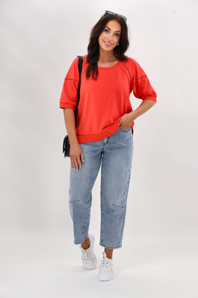 Shine On Label Bronwen Ladder Lace Top Coral