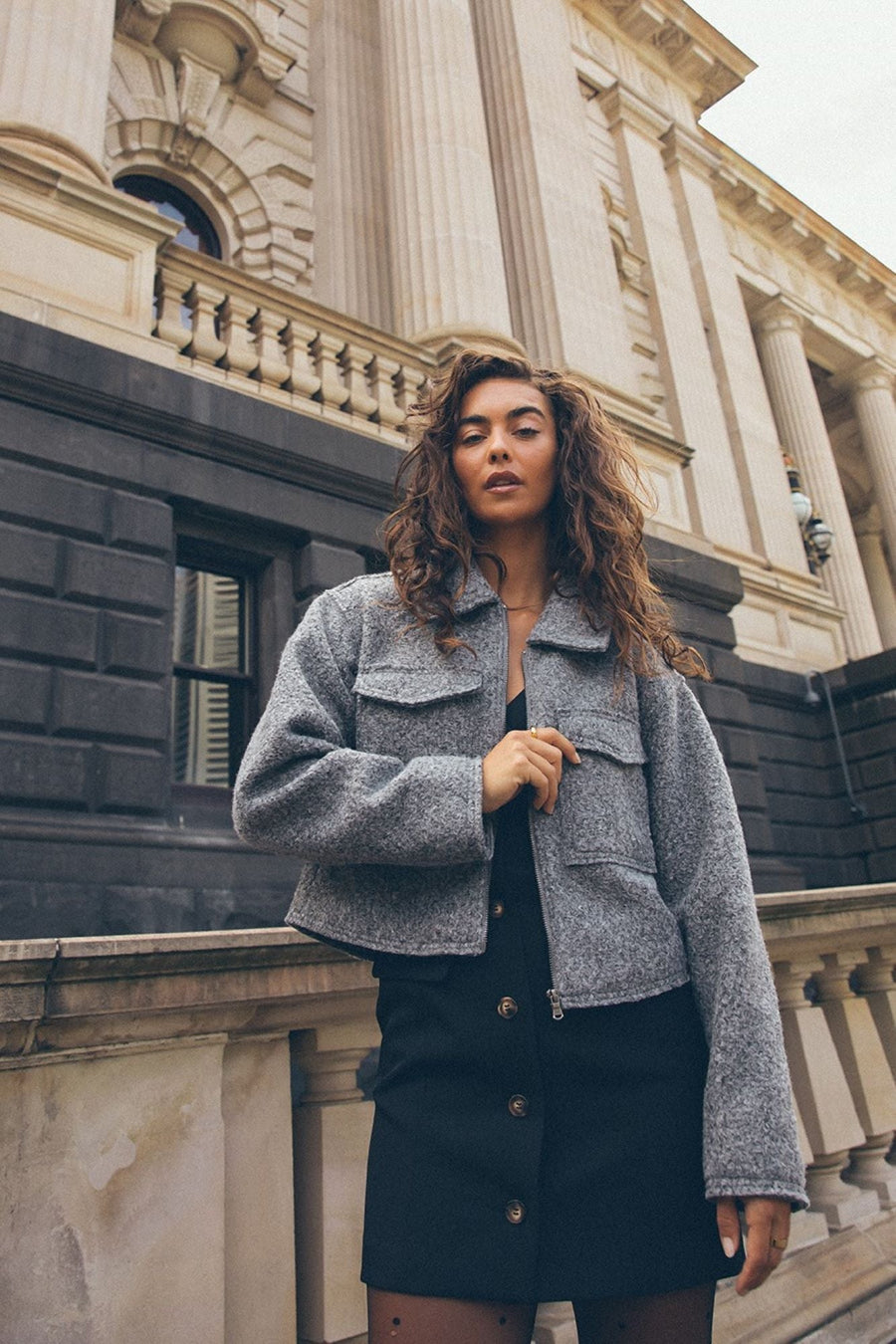 All About Eve Bennet Crop Jacket Grey Marle