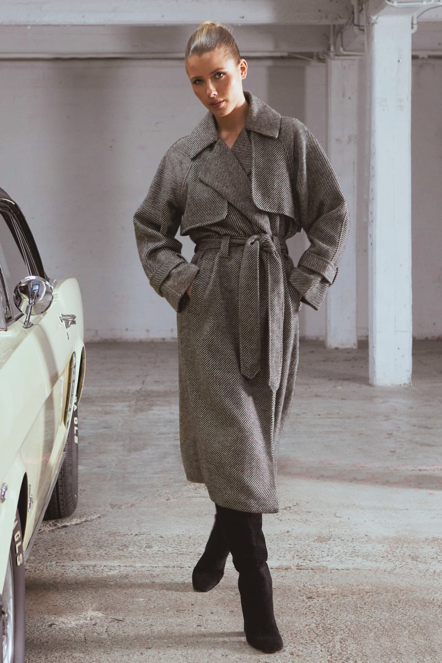 Fate Charmer Trench Coat Black Cream