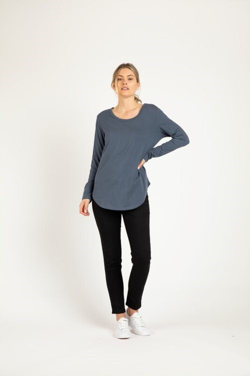 Betty Basics Megan Long Sleeve Top Indi Blue