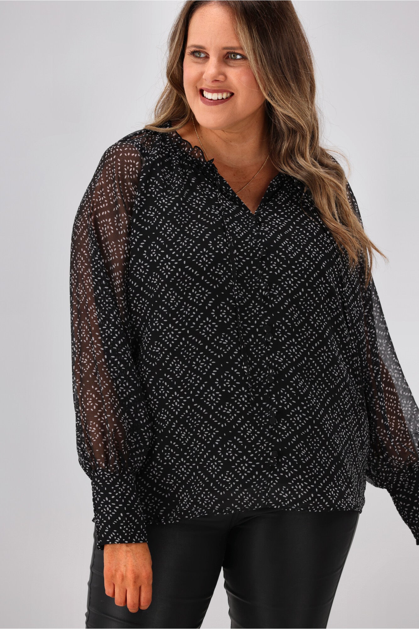 Gloss by Shine Gwyneth Raglan Ruffle Neck Blouse Ellipse Pattern ...