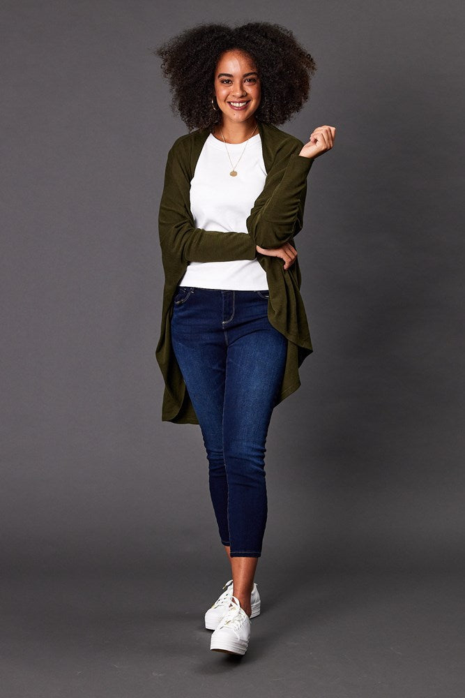 Alpine By Shine On Alaska Merino Drape Cardigan Olive