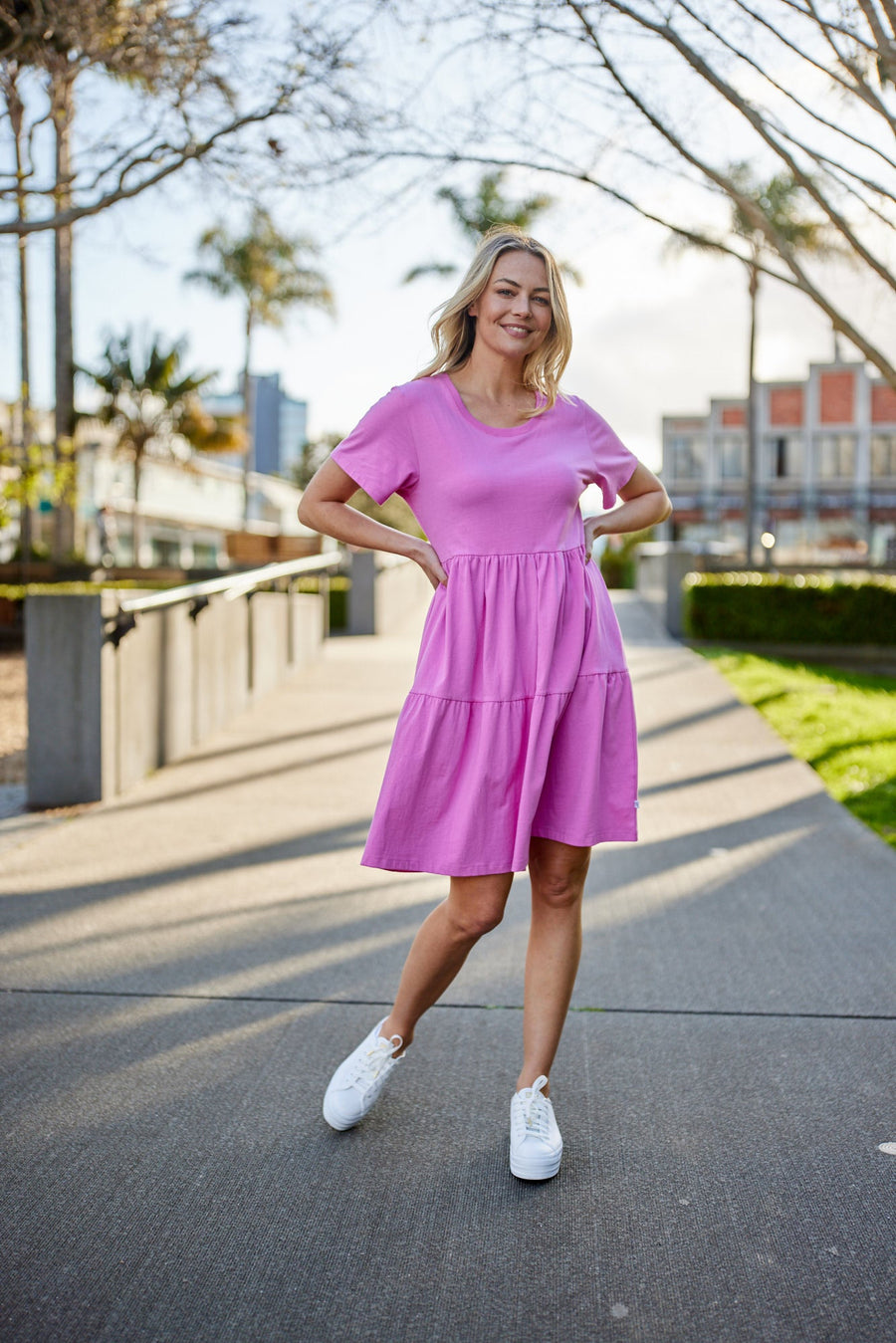 Shine On Essentials Empire Line Dress Super Pink