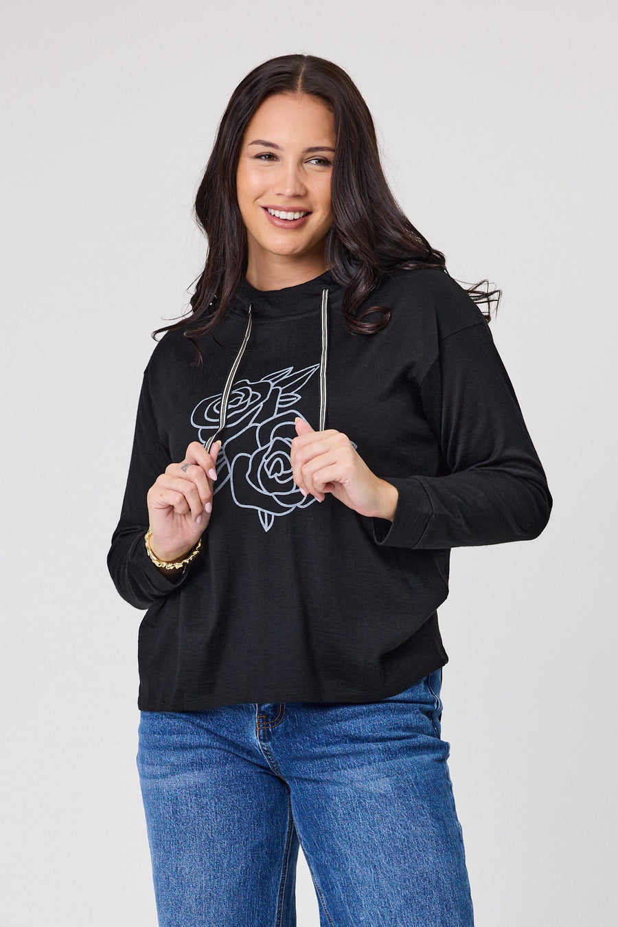 Alpine by Shine On Ontario Printed Merino Hoodie Black