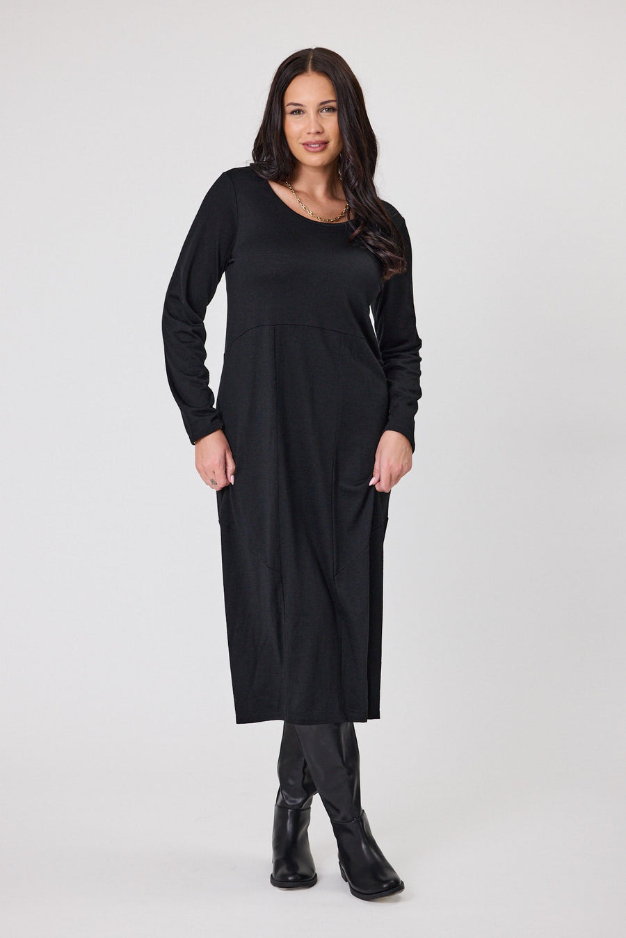 Alpine by Shine On Riviera Merino Cocoon Dress Black