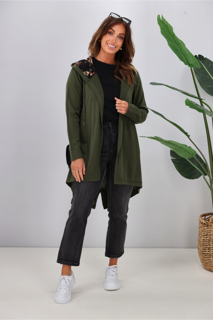 Shine On Label Big Dreams Merino Cardigan Hunter Green