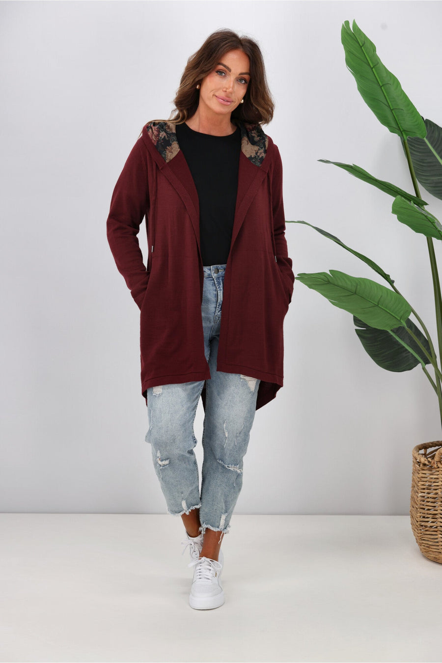 Shine On Label Big Dreams Merino Cardigan Merlot