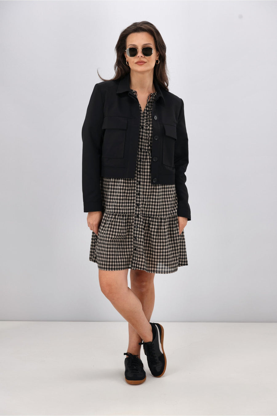 Shine On Label Eckles Cropped Utility Jacket Black