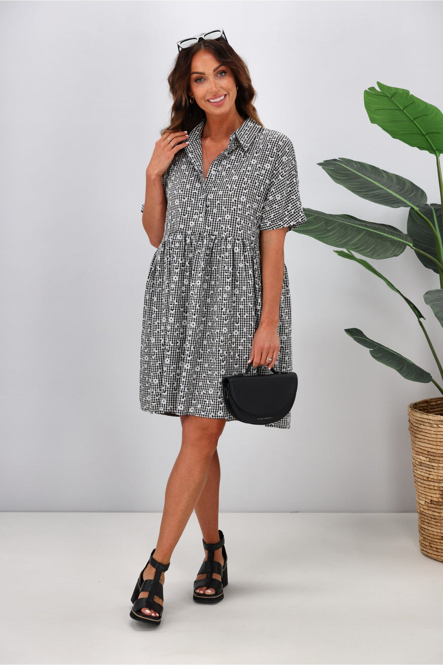 Shine On Label Lyra Dress Flower Printed Gingham