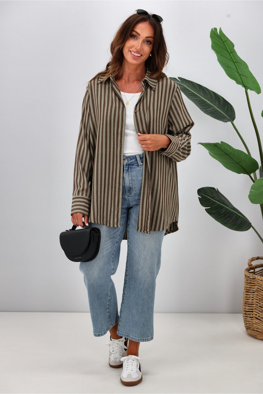 Shine On Label Tammy Stripe Shirt Chocolate Stripe