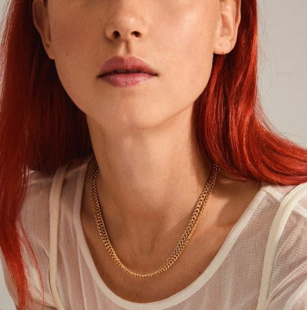 Pilgrim Blossom Recycled Curb Chain Necklace 2- In-1 Gold