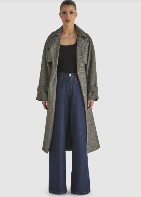 Fate Charmer Trench Coat Black Cream